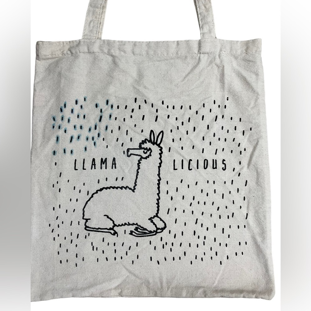 LLAMALICIOUS fabric tote bag 16” X 15” - Picture 2 of 7